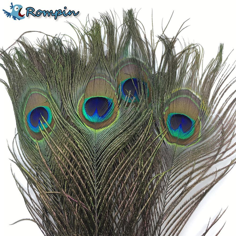 Rompin 10Pcs Natural Peacock Tail Eye Hair For Fly Tying Streamer Flies Olive-Rompin Fishing Tackle Store-Bargain Bait Box