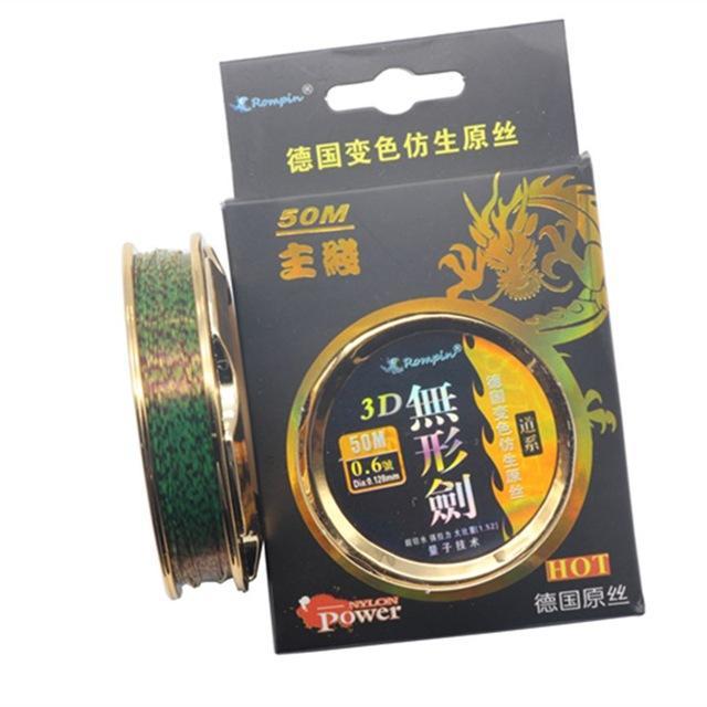 Rompin 50M Nylon Fishing Line Strong Fluorocarbon Monofilament Rock Sea For-rompin Official Store-green speckle-0.4-Bargain Bait Box