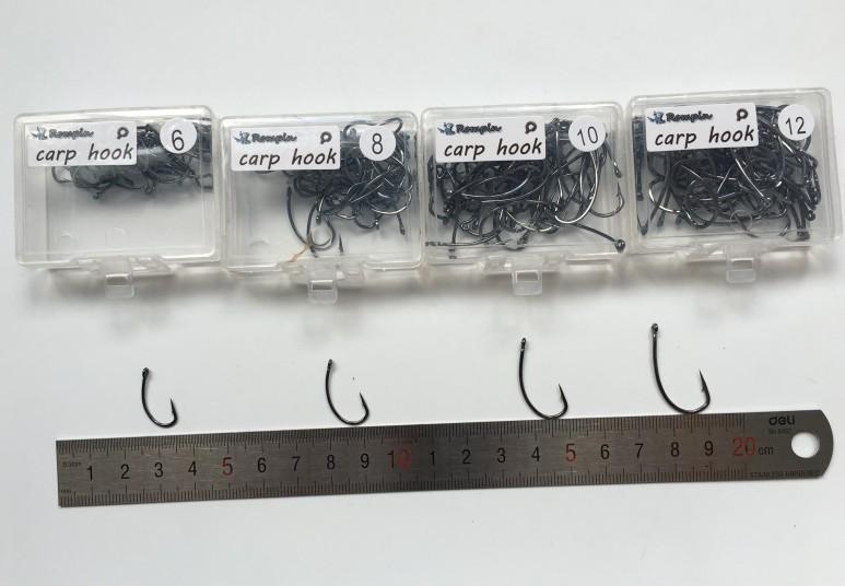 Rompin 50Pcs/Box High Carbon Steel Carp Fishing Hook With Hole Barb Size 