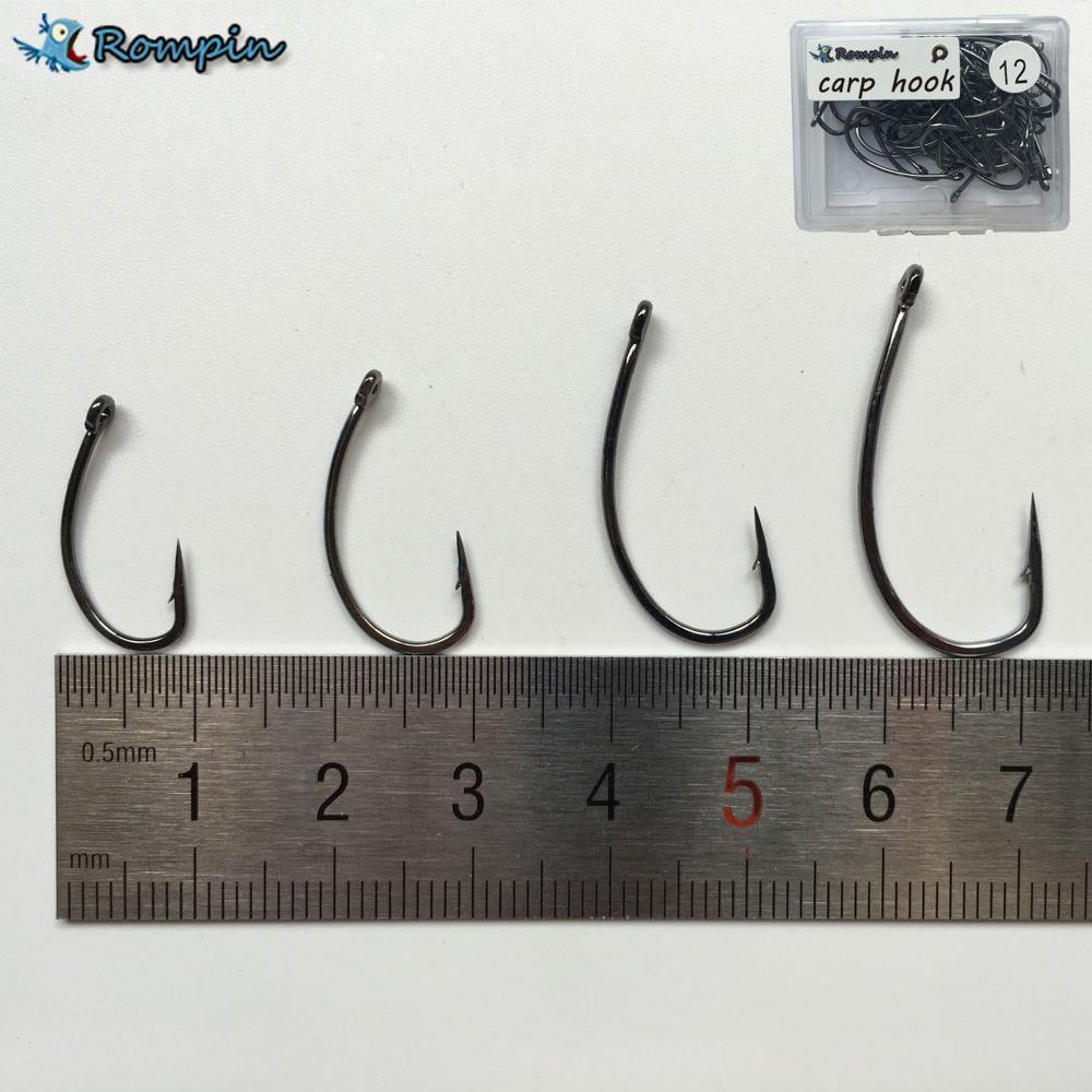 Rompin 50Pcs/Box High Carbon Steel Carp Fishing Hook With Hole Barb Size 