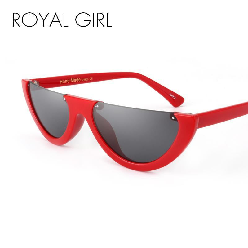 Royal Girl Trendy Half Frame Rimless Flat Top Sunglasses Women Fashion-Sunglasses-ROYAL GIRL Official Store-C4 black frame gray-Bargain Bait Box