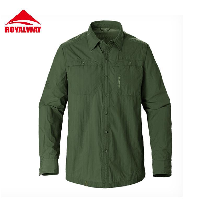 Royalway Camping Hiking Shirts Quick Dry Breathable Uv Proof 50+ Full Length-Shop2793068 Store-mj0702 Green-M-Bargain Bait Box