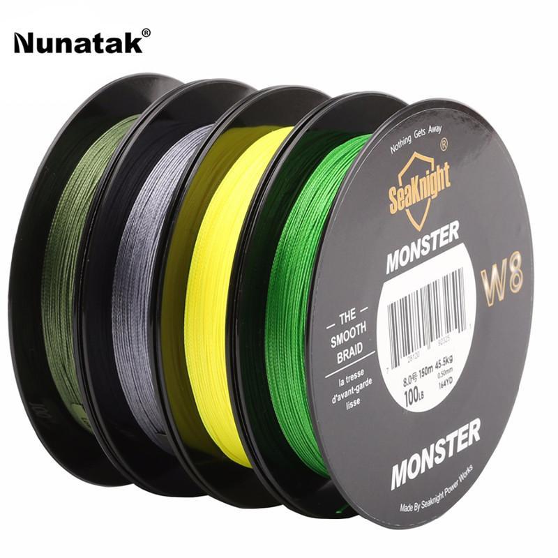 Seaknight 150 M Monster W8 Fishing Line Braided Pe Multifilament Line 8 Stands-Sequoia Outdoor Co., Ltd-HiVis Yellow-1.0-Bargain Bait Box