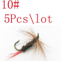 Shared With Fish 5Pcs\Lot Midge Peacock Brown Hackle Black&Red Body Nymph Fly-Flies-Bargain Bait Box-Bargain Bait Box