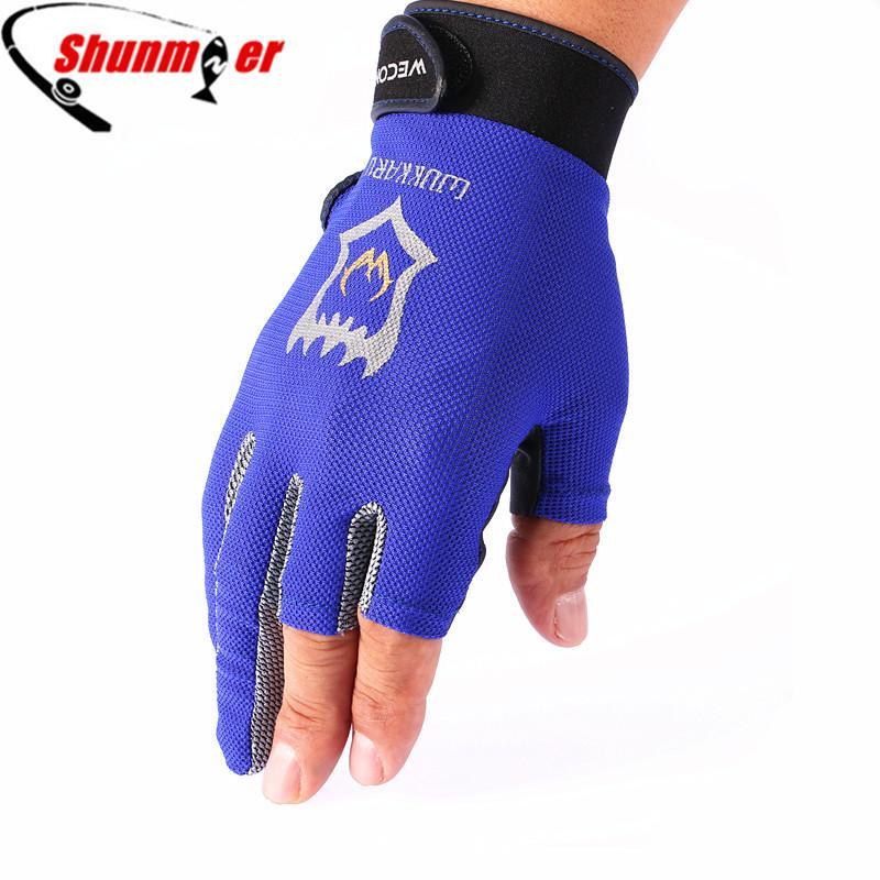 Shunmier 3 Half Finger Durable Anti-Slip Breathable Pu Sport Gloves Fishing-Gloves-Bargain Bait Box-Black-L-Bargain Bait Box