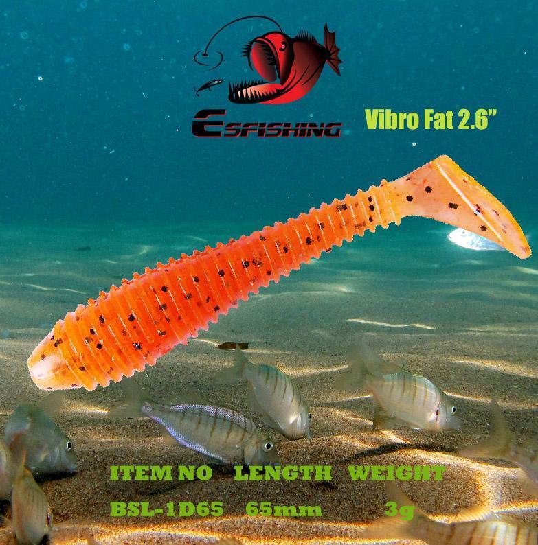 Silicone Bait Winter Fishing Lure Soft Shad Vibro Fat 2.6" 6Pcs 6.5Cm/3G-Esfishing-PA12-Bargain Bait Box