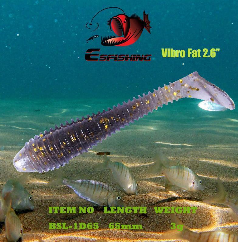 Silicone Bait Winter Fishing Lure Soft Shad Vibro Fat 2.6" 6Pcs 6.5Cm/3G-Esfishing-PA12-Bargain Bait Box