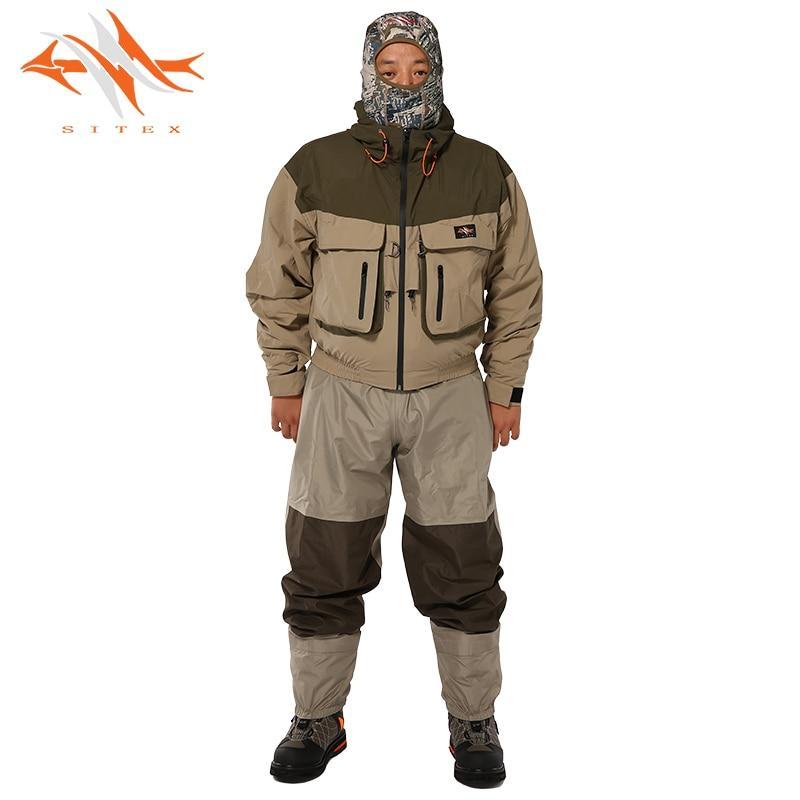 Sitex Men'S Fly Fishing Jacket Waterproof Fishing Wader Jacket Clothes-Fishing Clothings-sitex hunting fishing Store-L-Army green-Bargain Bait Box