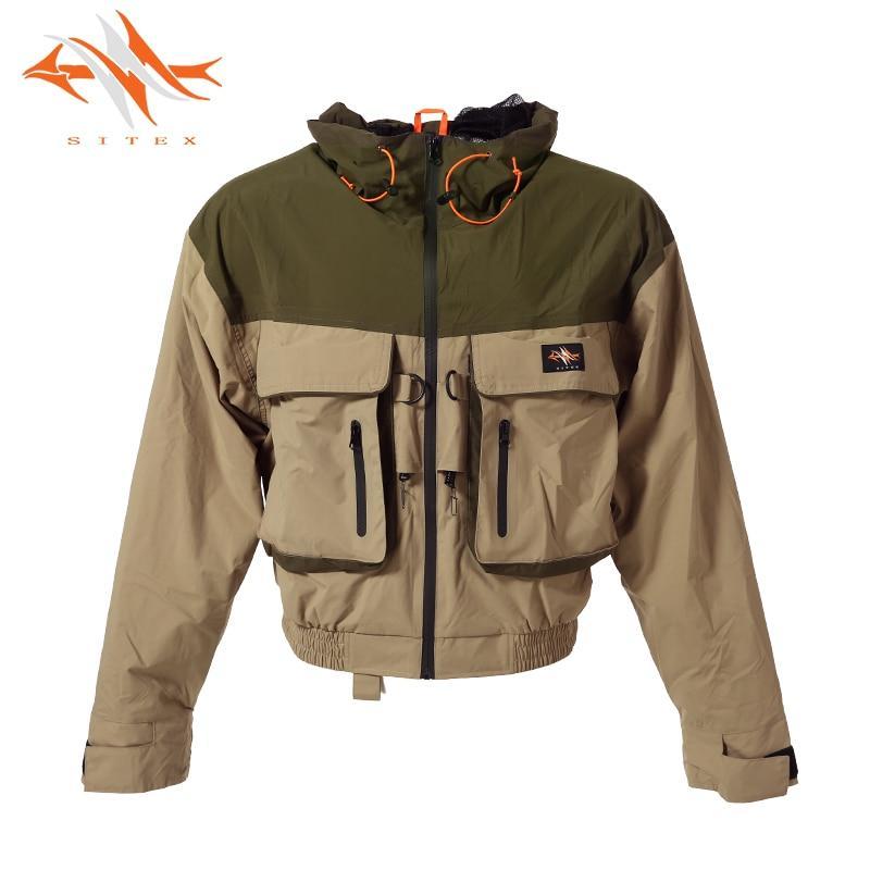 Sitex Men&#39;S Fly Fishing Jacket Waterproof Fishing Wader Jacket Clothes-Fishing Clothings-sitex hunting fishing Store-L-Army green-Bargain Bait Box