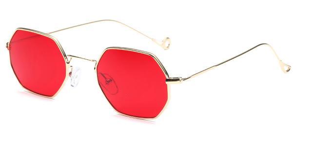 Small Frame Retro Sun Glasses For Men Brand Design Polygon Sunglasses Women-Sunglasses-runbird Official Store-Gold Frame Red-Bargain Bait Box