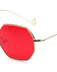 Small Frame Retro Sun Glasses For Men Brand Design Polygon Sunglasses Women-Sunglasses-runbird Official Store-Gold Frame Red-Bargain Bait Box