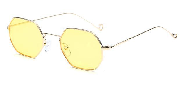Small Frame Retro Sun Glasses For Men Brand Design Polygon Sunglasses Women-Sunglasses-runbird Official Store-Gold Frame Yellow-Bargain Bait Box