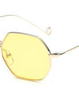 Small Frame Retro Sun Glasses For Men Brand Design Polygon Sunglasses Women-Sunglasses-runbird Official Store-Gold Frame Yellow-Bargain Bait Box