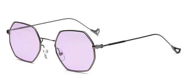 Small Frame Retro Sun Glasses For Men Brand Design Polygon Sunglasses Women-Sunglasses-runbird Official Store-Gun Frame Purple-Bargain Bait Box