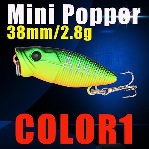 Small Popper Hard Bait 38Mm 2.8G 3D Eyes Plastic Bait S Tackle Poper Fishing-Top Water Baits-Bargain Bait Box-Color1-Bargain Bait Box