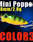 Small Popper Hard Bait 38Mm 2.8G 3D Eyes Plastic Bait S Tackle Poper Fishing-Top Water Baits-Bargain Bait Box-Color3-Bargain Bait Box