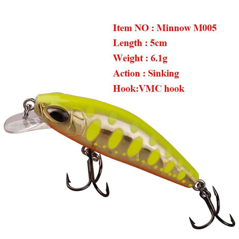Smart Minnow Bait 5Cm 6.1G Sinking Fishing Lures Vmc Hook Isca Artificial-Hepburn&#39;s Garden Store-NF001-Bargain Bait Box