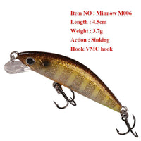Smart Minnow Fishing Lure 45Mm 3.7G Sinking Hard Bait Vmc Hook Isca Isca-Hepburn's Garden Store-NF001-Bargain Bait Box