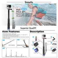 Snowhu For Xiaomi Yi Accessories Set 45M Diving Sport Waterproof Box Monopod-Action Cameras-YOO Camera Accessories Store-Bargain Bait Box