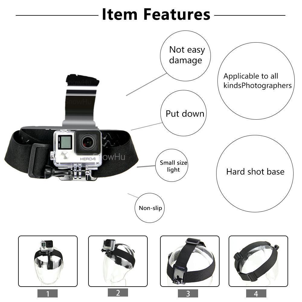 Snowhu Head Strap Action Camera For Gopro Hero 5 4 3 Black Elastic Type For-Action Cameras-SnowHu &amp;Accessories Store-Bargain Bait Box