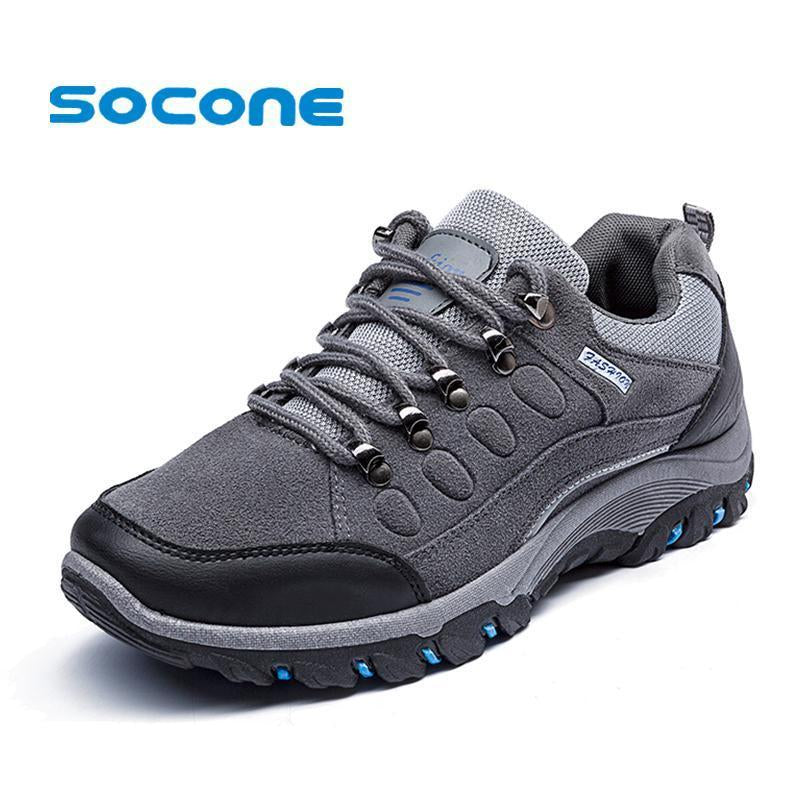 Socone Hiking Shoes Cheap Men Outdoor Sneakers Suede Lace Up Camping-Socone Brand Flagship Store-Black-7-Bargain Bait Box