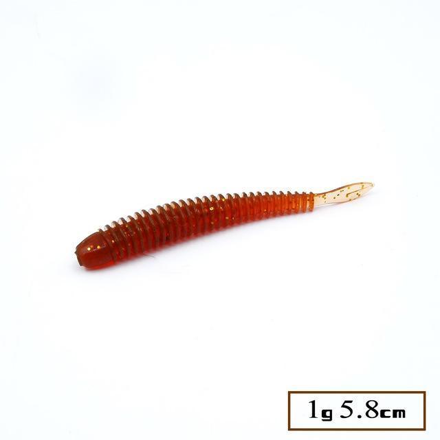 Soft Fishing Lures Split Tail Sandworms 5.8Cm 1G 10Pcs Swimbait Soft Bait Shad-ProFishing Store-Magic red-Bargain Bait Box