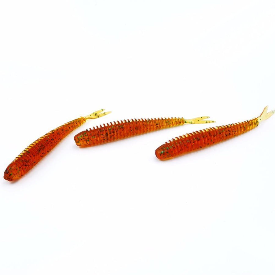 Soft Fishing Lures Split Tail Sandworms 5.8Cm 1G 10Pcs Swimbait Soft Bait Shad-ProFishing Store-Red Green Sparkles-Bargain Bait Box