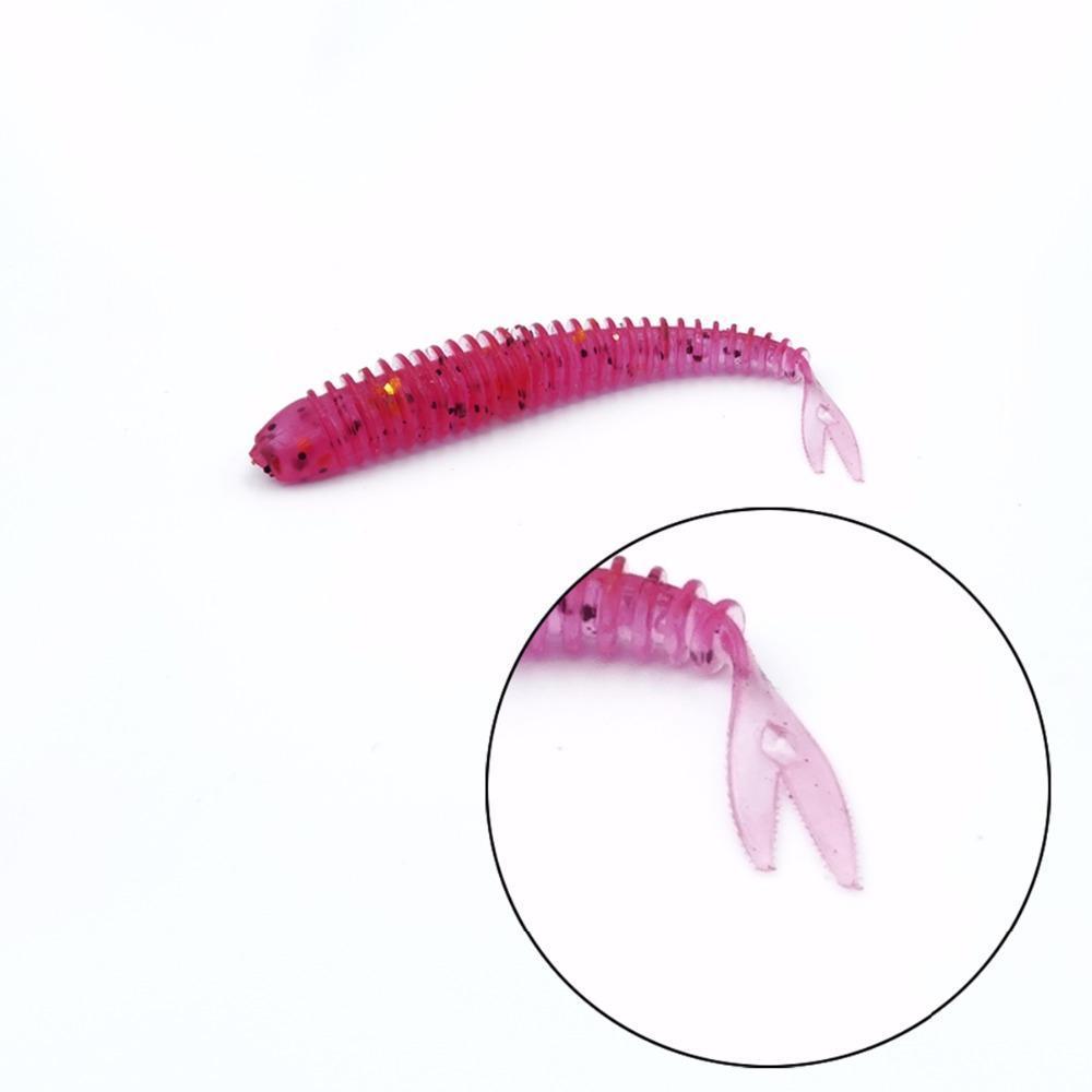 Soft Fishing Lures Split Tail Sandworms 5.8Cm 1G 10Pcs Swimbait Soft Bait Shad-ProFishing Store-Red Green Sparkles-Bargain Bait Box