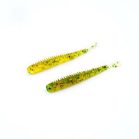 Soft Fishing Lures Split Tail Sandworms 5.8Cm 1G 10Pcs Swimbait Soft Bait Shad-ProFishing Store-Yellow Green Sparkle-Bargain Bait Box