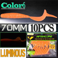 Soft Lure 70Mm 2G Curly Tail Grub Artificial Panfish Crankbait Soft Bait Worm-A Fish Lure Wholesaler-Color6Luminous-Bargain Bait Box