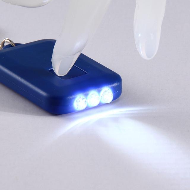 Solar Energy 3 Led Light Electric Key Chain Torch Outdoor Camping Pocket-gigibaobao-Blue-Bargain Bait Box
