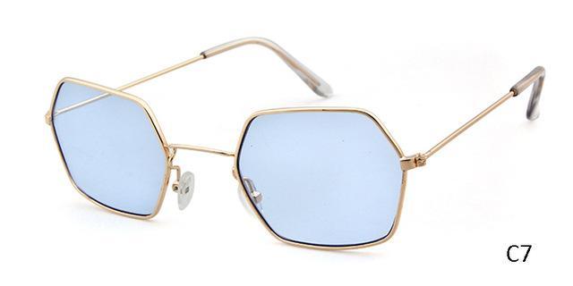 Sorvino Small Crystal Blue Hexagon Sunglasses Men Women Designer Tiny Clear-Sunglasses-SORVINO GLASSES Store-C7-Bargain Bait Box