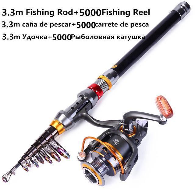 Sougayilang 1.8-3.6M Telescopic Fishing Rod And 11Bb Fishing Reel Wheel Portable-Sougayilang-Light Grey-Bargain Bait Box