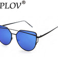 Splov Fashion Cat Eye Sunglasses Women Brand Designer Mirror Sun Glasses-Sunglasses-SPLOV Official Store-C01 Blue Black-Bargain Bait Box