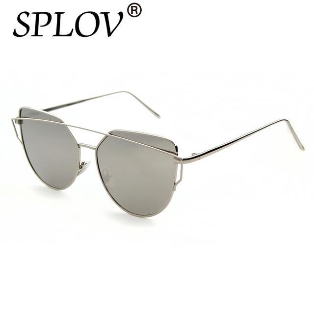 Splov Fashion Cat Eye Sunglasses Women Brand Designer Mirror Sun Glasses-Sunglasses-SPLOV Official Store-C02 Silver Silver-Bargain Bait Box