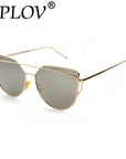 Splov Fashion Cat Eye Sunglasses Women Brand Designer Mirror Sun Glasses-Sunglasses-SPLOV Official Store-C03 Gold Silver-Bargain Bait Box