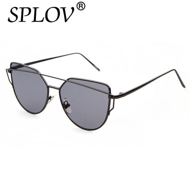 Splov Fashion Cat Eye Sunglasses Women Brand Designer Mirror Sun Glasses-Sunglasses-SPLOV Official Store-C04 Black Grey-Bargain Bait Box