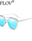 Splov Fashion Cat Eye Sunglasses Women Brand Designer Mirror Sun Glasses-Sunglasses-SPLOV Official Store-C05 Silver Blue-Bargain Bait Box