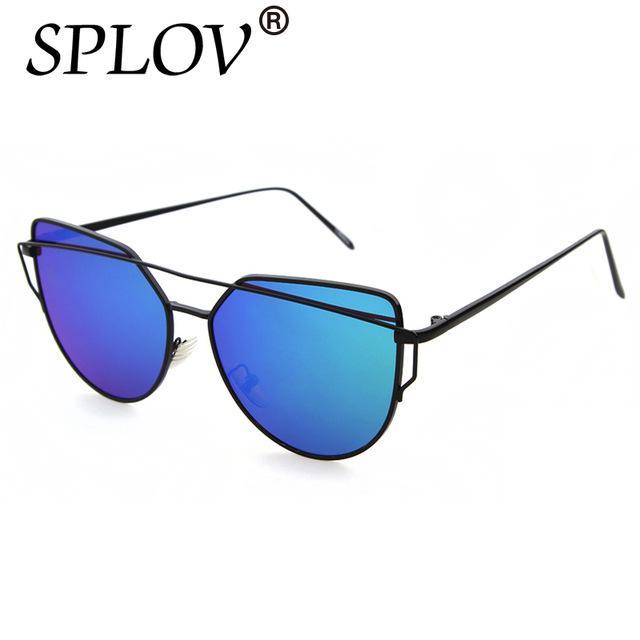 Splov Fashion Cat Eye Sunglasses Women Brand Designer Mirror Sun Glasses-Sunglasses-SPLOV Official Store-C07 Black Green-Bargain Bait Box