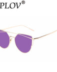 Splov Fashion Cat Eye Sunglasses Women Brand Designer Mirror Sun Glasses-Sunglasses-SPLOV Official Store-C08 Gold Purple-Bargain Bait Box