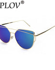 Splov Fashion Cat Eye Sunglasses Women Brand Designer Mirror Sun Glasses-Sunglasses-SPLOV Official Store-C09 Gold Green-Bargain Bait Box