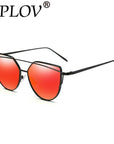 Splov Fashion Cat Eye Sunglasses Women Brand Designer Mirror Sun Glasses-Sunglasses-SPLOV Official Store-C10 Black Red-Bargain Bait Box