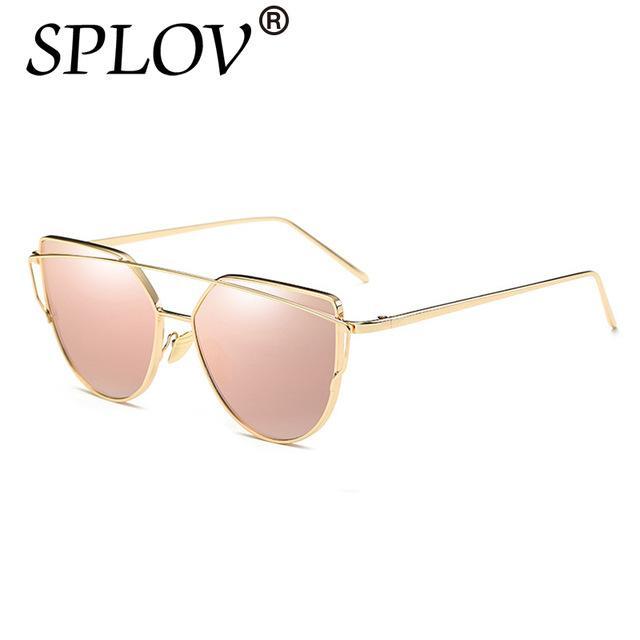 Splov Fashion Cat Eye Sunglasses Women Brand Designer Mirror Sun Glasses-Sunglasses-SPLOV Official Store-C11 Gold Pink-Bargain Bait Box