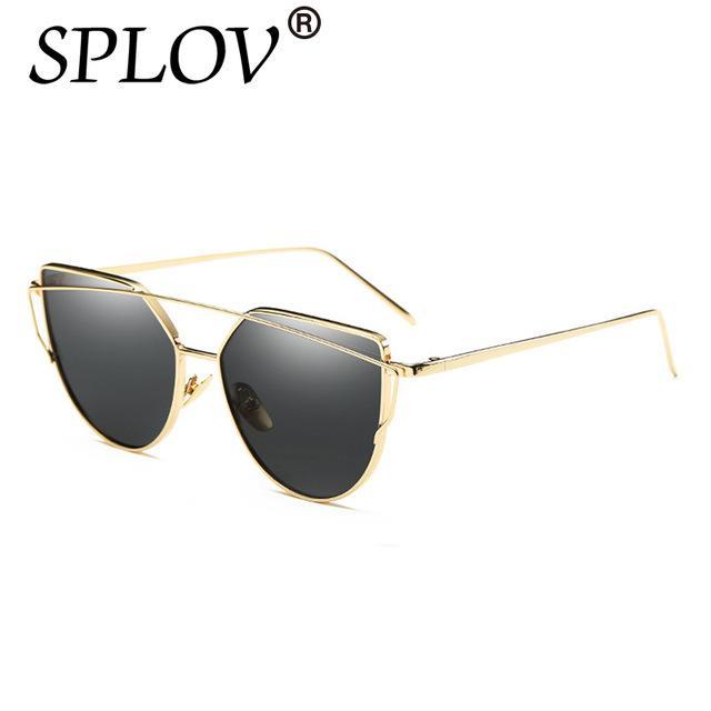 Splov Fashion Cat Eye Sunglasses Women Brand Designer Mirror Sun Glasses-Sunglasses-SPLOV Official Store-C12 Gold Grey-Bargain Bait Box