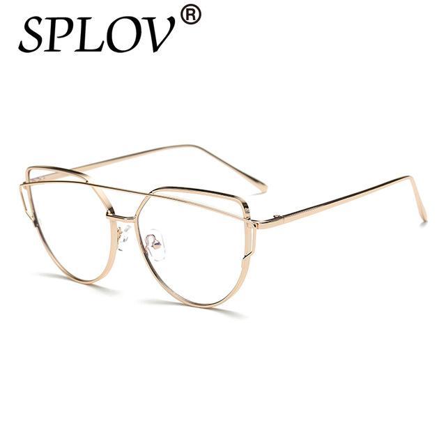 Splov Fashion Cat Eye Sunglasses Women Brand Designer Mirror Sun Glasses-Sunglasses-SPLOV Official Store-C16 Gold Frame-Bargain Bait Box