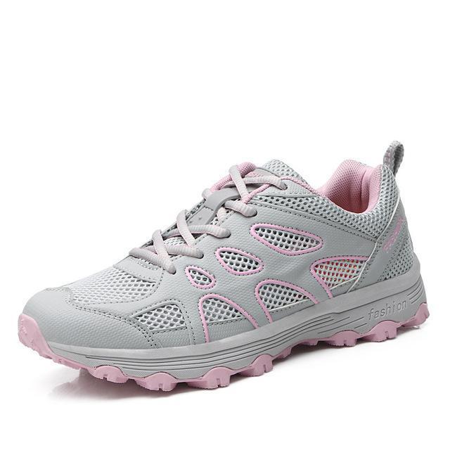 Spring Outdoor Sneakers Breathable Women'S Shoes Mesh Hiking Shoes Camping-GUIZHE Store-Gray-38-Bargain Bait Box