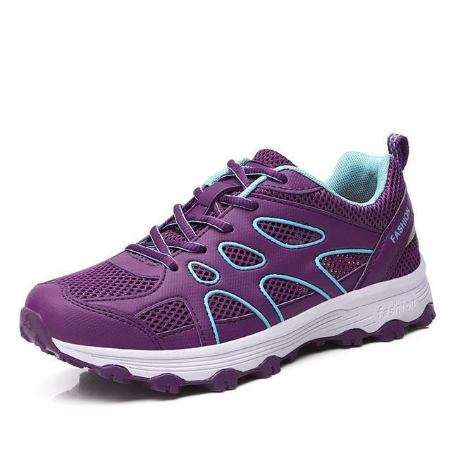 Spring Outdoor Sneakers Breathable Women&#39;S Shoes Mesh Hiking Shoes Camping-GUIZHE Store-Purple-38-Bargain Bait Box