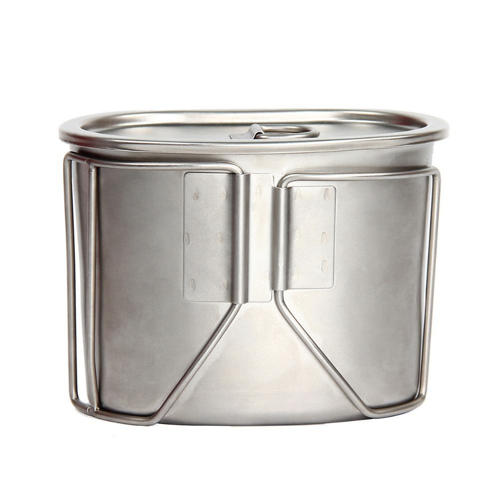 Stainless Steel Military Canteen 1L Portable With 0.5L Cup Green Cover Camping-Yunhua Shen's store-Bargain Bait Box
