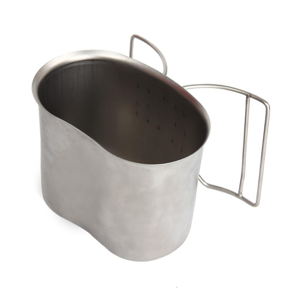 Stainless Steel Military Canteen 1L Portable With 0.5L Cup Green Cover Camping-Yunhua Shen's store-Bargain Bait Box