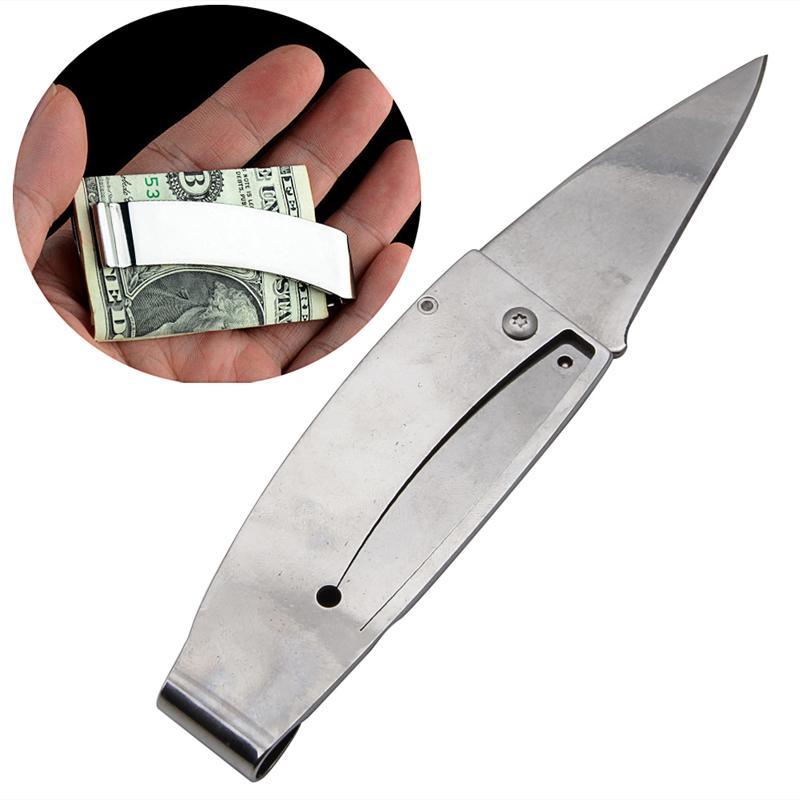 Stainless Steel Mini Folding Knife Silver Gear Cash Camping Clip With Box For-Walking With You Store-Bargain Bait Box